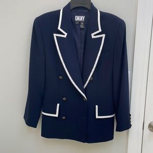 Dkny navy wool blazer double breasted size 6